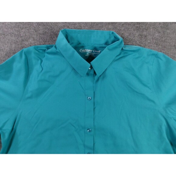 Coldwater Creek Top Women 16 Teal Capsule Base Layer No Iron Classic Office Work - Picture 2 of 10